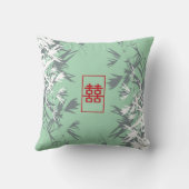 Zen Red Mint Bamboo verlaat moderne dubbele geluk Kussen (Achterkant)