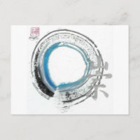 Zen Reverence, Enso[blauwe, zwarte, zilveren tinte