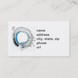 Zen Reverence, Enso[blauwe, zwarte, zilveren tinte Visitekaartje