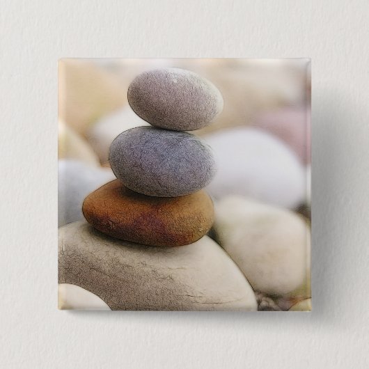 Zen Rock Garden Vierkante Button 5,1 Cm (Voorkant)