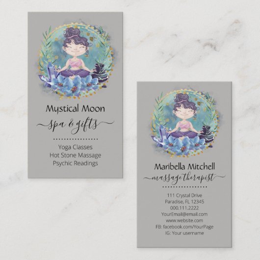 Zen rocks Yoga Spa Massage Therapist Visitekaartje (Voorkant / Achterkant)