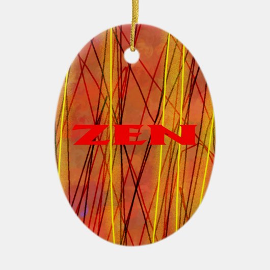 Zen rode draad ovaal keramisch ornament (Voorkant)