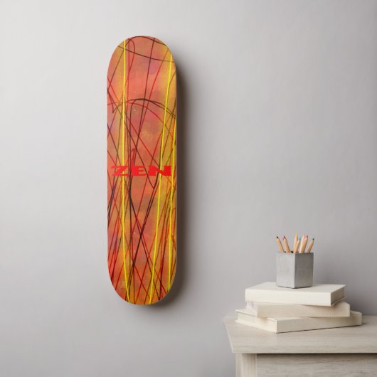 Zen rode draad skateboard (Muurkunst)