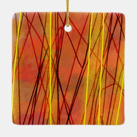 Zen rood draadvierkant keramisch ornament (Achterkant)