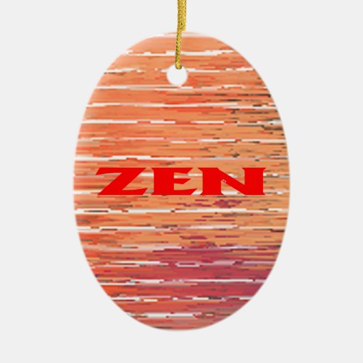 Zen rood riet ovaal keramisch ornament (Voorkant)
