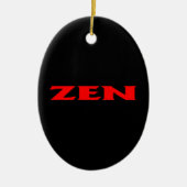 Zen rood zwart ovaal keramisch ornament (Voorkant)