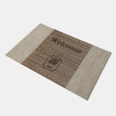 Zen rustieke burlap tatami print bruin beige welko deurmat (Schuin)