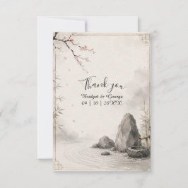 Zen Sakura Bruiloft Botanische Harmonie Bedankkaart