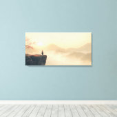 Zen Samurai bij zonsopgang – Cinematic Misty Mount Canvas Afdruk (Insitu (Houten vloer))