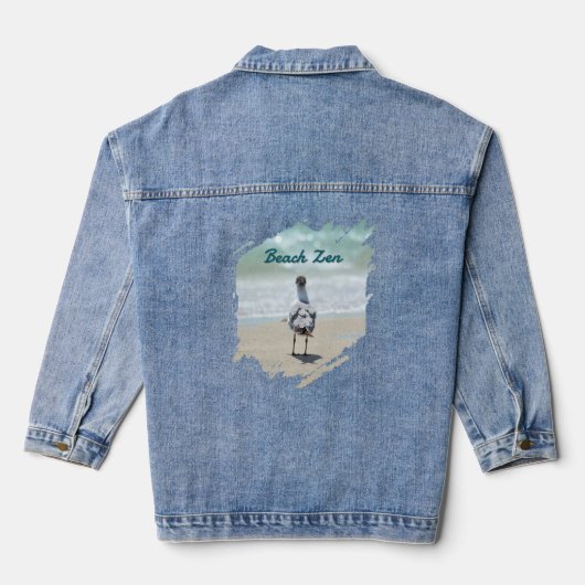 Zen Seagull Coastal Beach Denim Jacket (Achterkant)