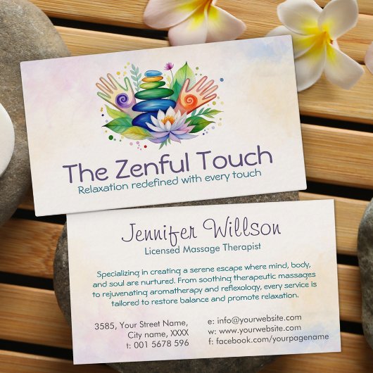 Zen Sereniteit Spa Waterverf Kunst Visitekaartje
