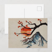 Zen Serenity Landscape - Sakura Mountain Sunset Briefkaart (Voorkant / Achterkant)