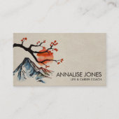 Zen Serenity Landscape - Sakura Mountain Sunset Visitekaartje (Voorkant)