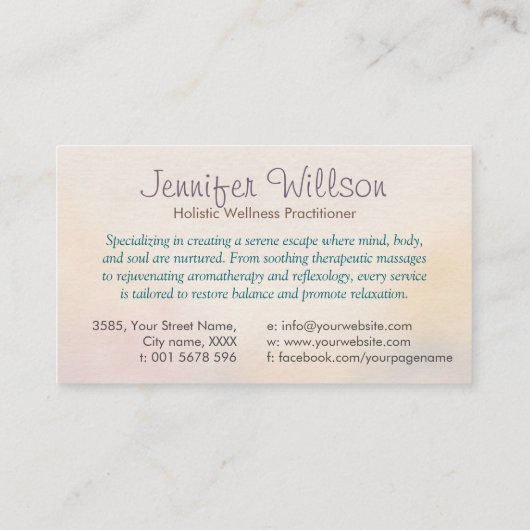 Zen Serenity Spa Waterverf Art Visitekaartje (Achterkant)