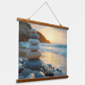 Zen Serenity | Stapels bij zonsopgang Hangend Wandkleed (Gebogen)