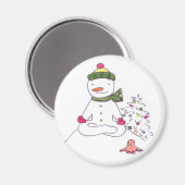 Zen Sneeuwman, Yoga Sneeuwman Magneet (Voorkant / Achterkant)
