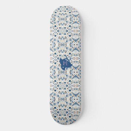 ZEN:Soft Blue & White Serenity Customizable Persoonlijk Skateboard (Voorkant)