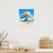 Zen Solitude: Minimalist Golden Tree Poster (Keuken)