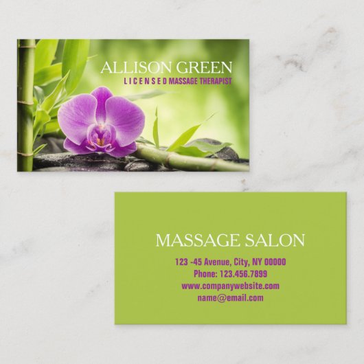 Zen SPA Salon Aromatherapie Massagetherapeut Visitekaartje (Voorkant / Achterkant)