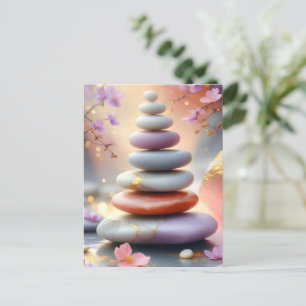 Zen Spirituele stenen balanceren bloemenkunst Briefkaart