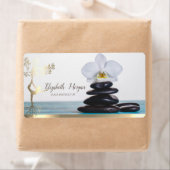 Zen Steen Witte Orchidee Gouden Boom Vrouwen Silho Etiket (Insitu)