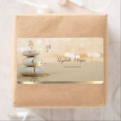 Zen Steen Zand Gouden Boom Vrouwen Silhouet Etiket (Insitu)