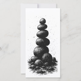 Zen-steencairn – Minimalistische rituele uitnodigi
