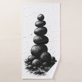 Zen-steencairn – Minimalistische rituele uitnodigi Badhanddoek