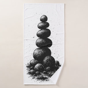 Zen-steencairn – Minimalistische rituele uitnodigi Badhanddoek