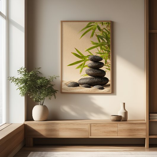 Zen-steenstapel - Minimaal Japandi-muurkunstprint Perfect Poster