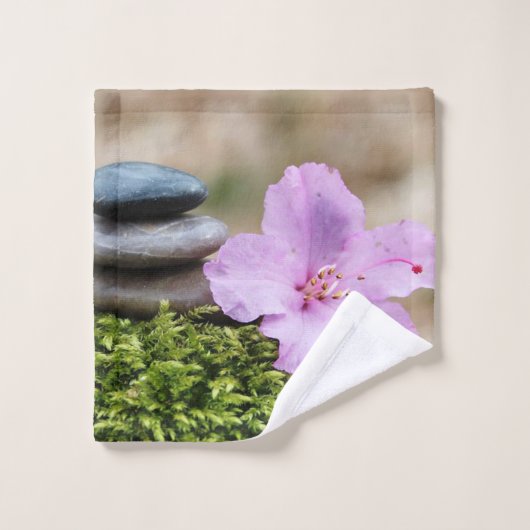Zen stenen Lotus Flower Landscape Bad Handdoek (Wasdoekje)