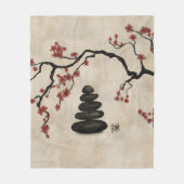 Zen stenen Sakura Tree Fleece Deken (Voorkant)