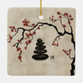 Zen-stenen Sakura Tree Keramisch Ornament (Achterkant)