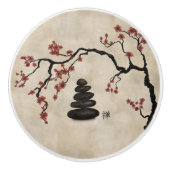 Zen stenen Sakura Tree Keramische Knop (Voorkant)