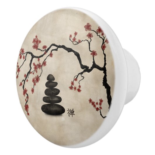 Zen stenen Sakura Tree Keramische Knop (Rechts)