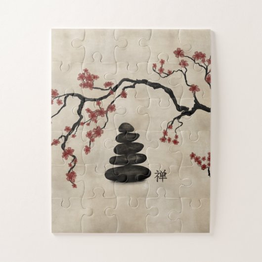 Zen-stenen Sakura Tree Legpuzzel (Verticaal)