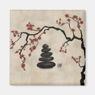 Zen-stenen Sakura Tree Magneet