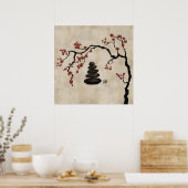 Zen-stenen Sakura Tree Poster (Keuken)