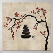 Zen-stenen Sakura Tree Poster (Voorkant)