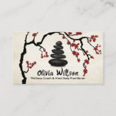 Zen stenen Sakura Tree Red Blossom Visitekaartje (Voorkant)