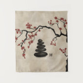 Zen stenen Sakura Tree Wandkleed (Voorkant)