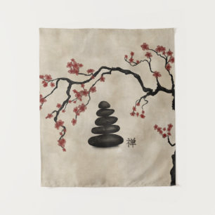 Zen stenen Sakura Tree Wandkleed