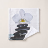 Zen stenen witte orchidee bad handdoek (Wasdoekje)