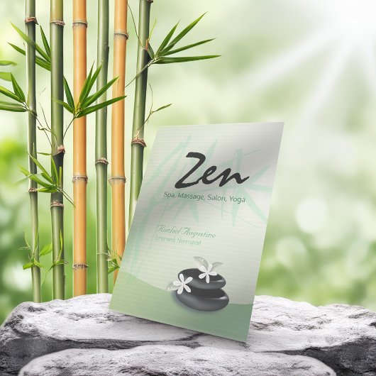 ZEN Stone Bamboo YOGA SPA Massage Beauty Salon Visitekaartje