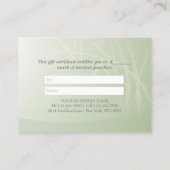 ZEN Stone Bamboo YOGA SPA Massage Gift Certificate Kortingskaartje (Achterkant)