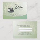 ZEN Stone Bamboo YOGA SPA Massage Gift Certificate Kortingskaartje (Voorkant / Achterkant)