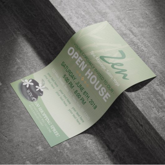 ZEN Stone Bamboo YOGA SPA Massage Salon Open Huis Flyer