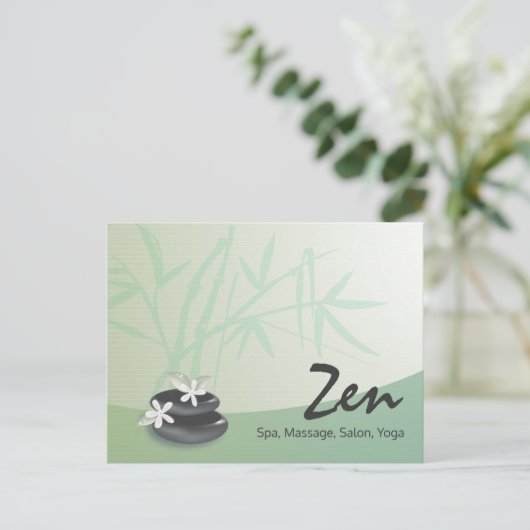 ZEN Stone Bamboo YOGA SPA Massage Therapy Salon Briefkaart (Staand voorkant)