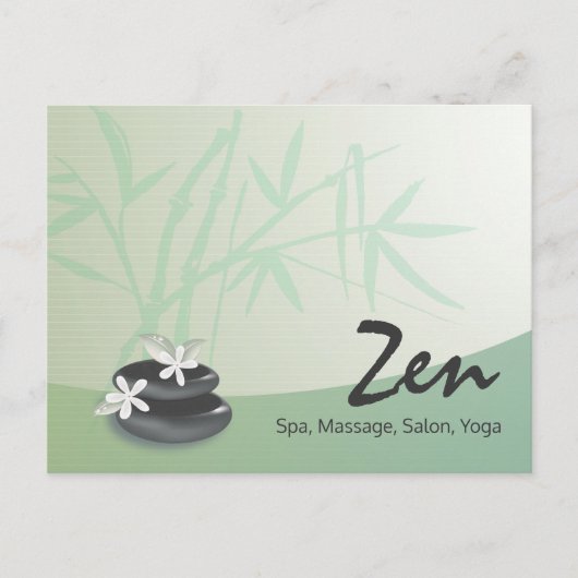 ZEN Stone Bamboo YOGA SPA Massage Therapy Salon Briefkaart (Voorkant)