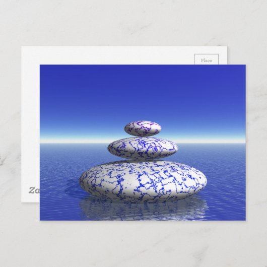 Zen Stone Blue Paars Ocean Love Peace Inspiration Briefkaart (Voorkant / Achterkant)